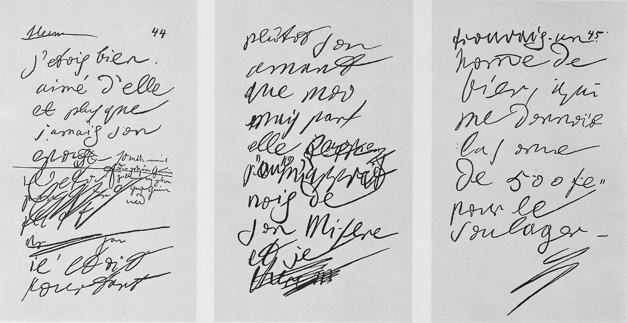 An open conversation book, two small pages of pencil handwriting