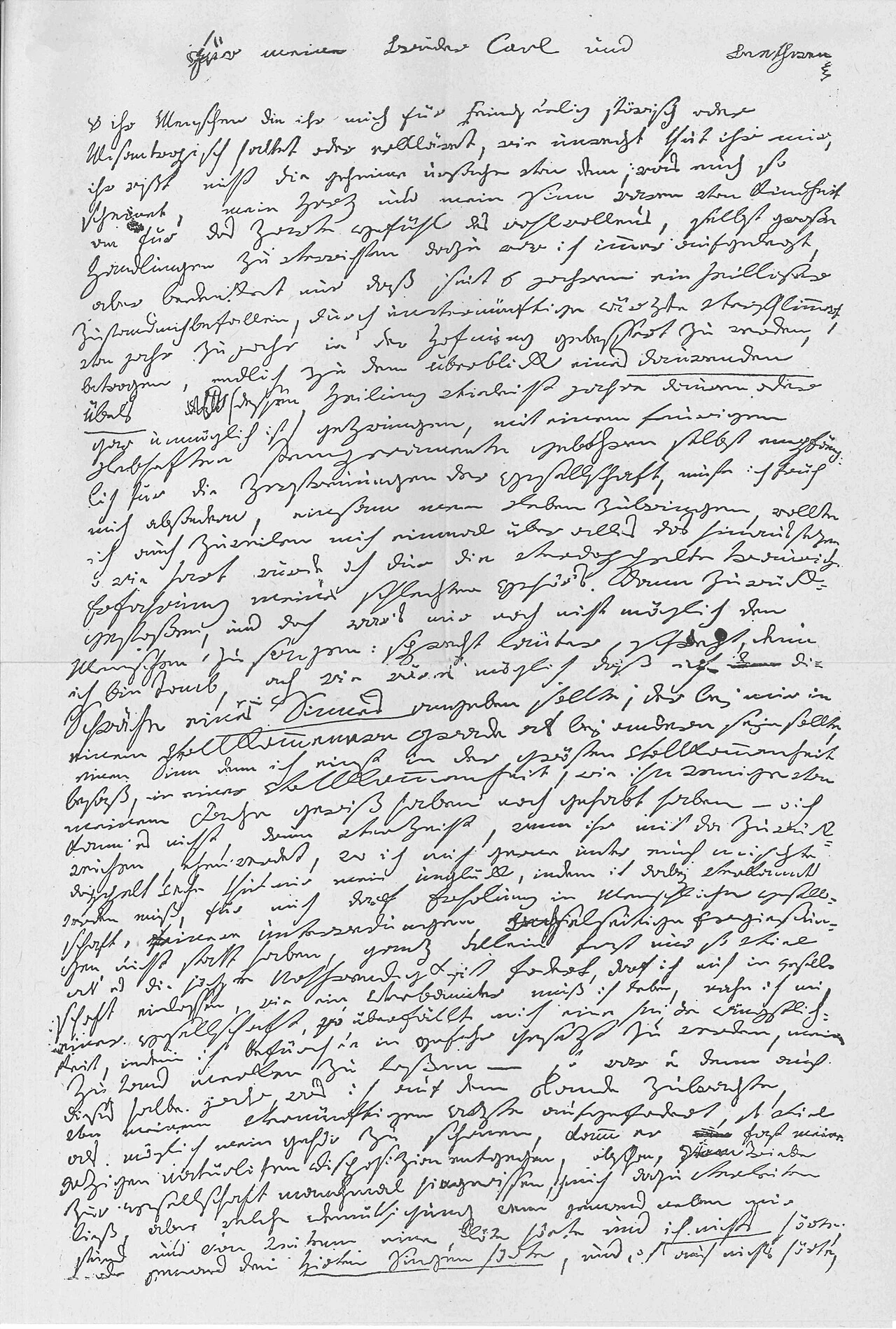 First page of the Heiligenstadt Testament, dense handwriting in brown ink on discoloured paper